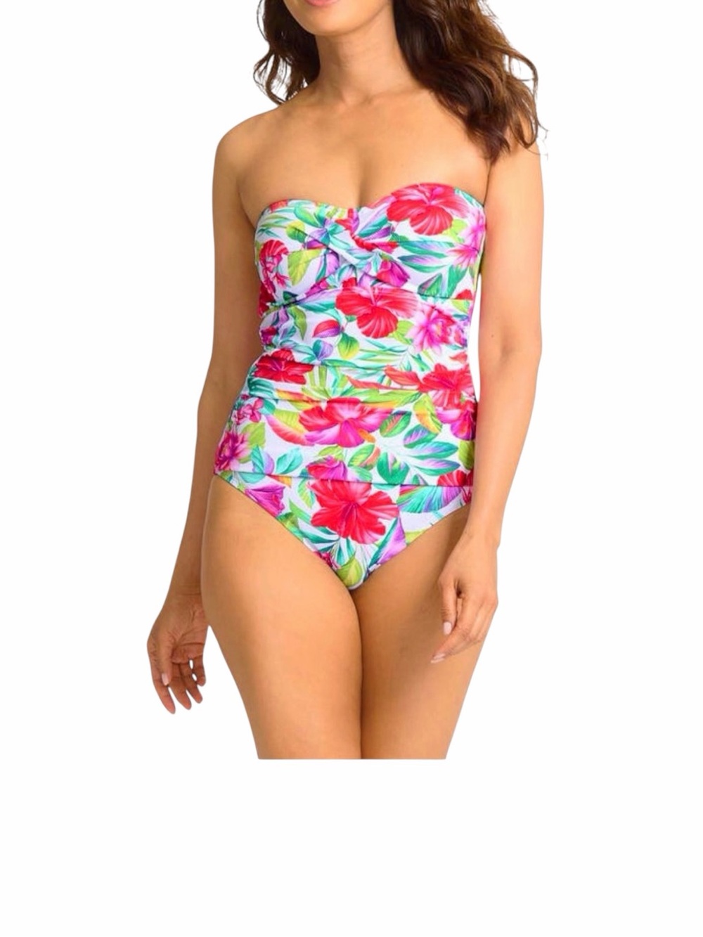Tommy Bahama Island Cays Fiesta Swimsuit Sz 8 Bandeau 1 Pc Floral Bathing Suit